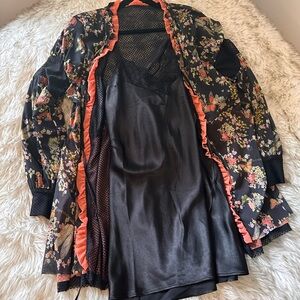HAH  Make It A Double Reversible Floral Long Sleeve Robe and slip.